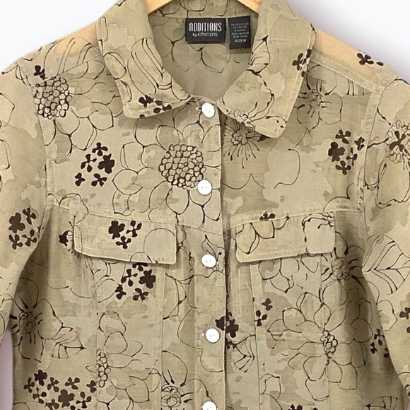 CHICOS LINEN BLEND LIGHTWEIGHT TOP - Picture 2 of 11